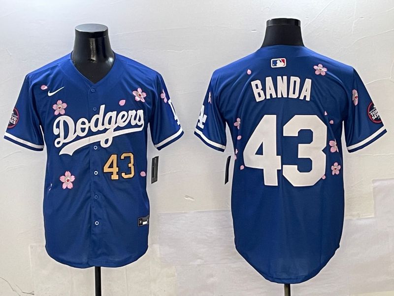 Men Los Angeles Dodgers #43 Banda Blue Sakura Edition 2025 Nike MLB Jersey style 4->los angeles dodgers->MLB Jersey